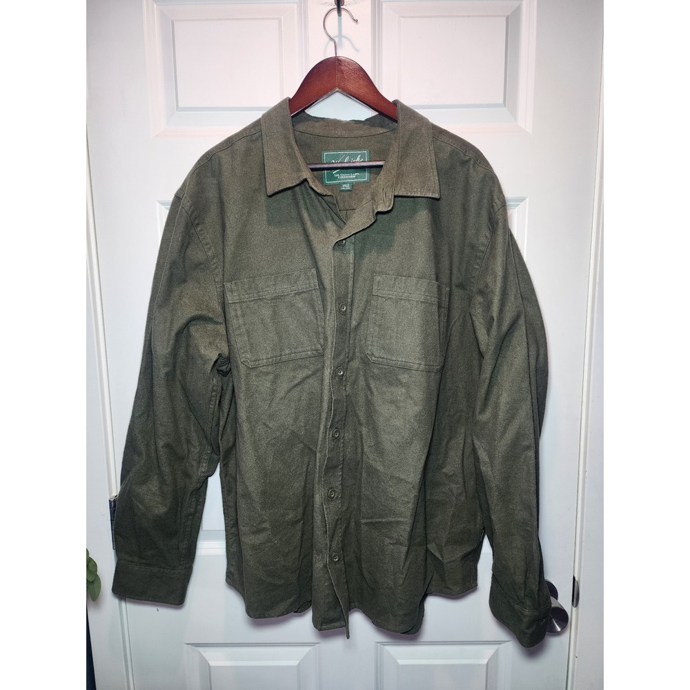 Woolrich Green Label Heavyweight Chamois Shirt Olive Green Mens XXL Utility